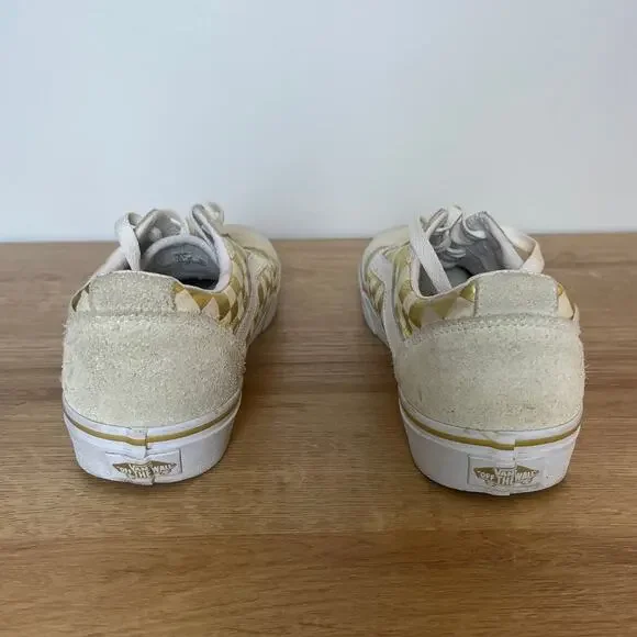 Vans Womens Gold Cream Checkerboard Skate Sneakers Size 9 Suede Canvas Skater - Picture 4 of 7